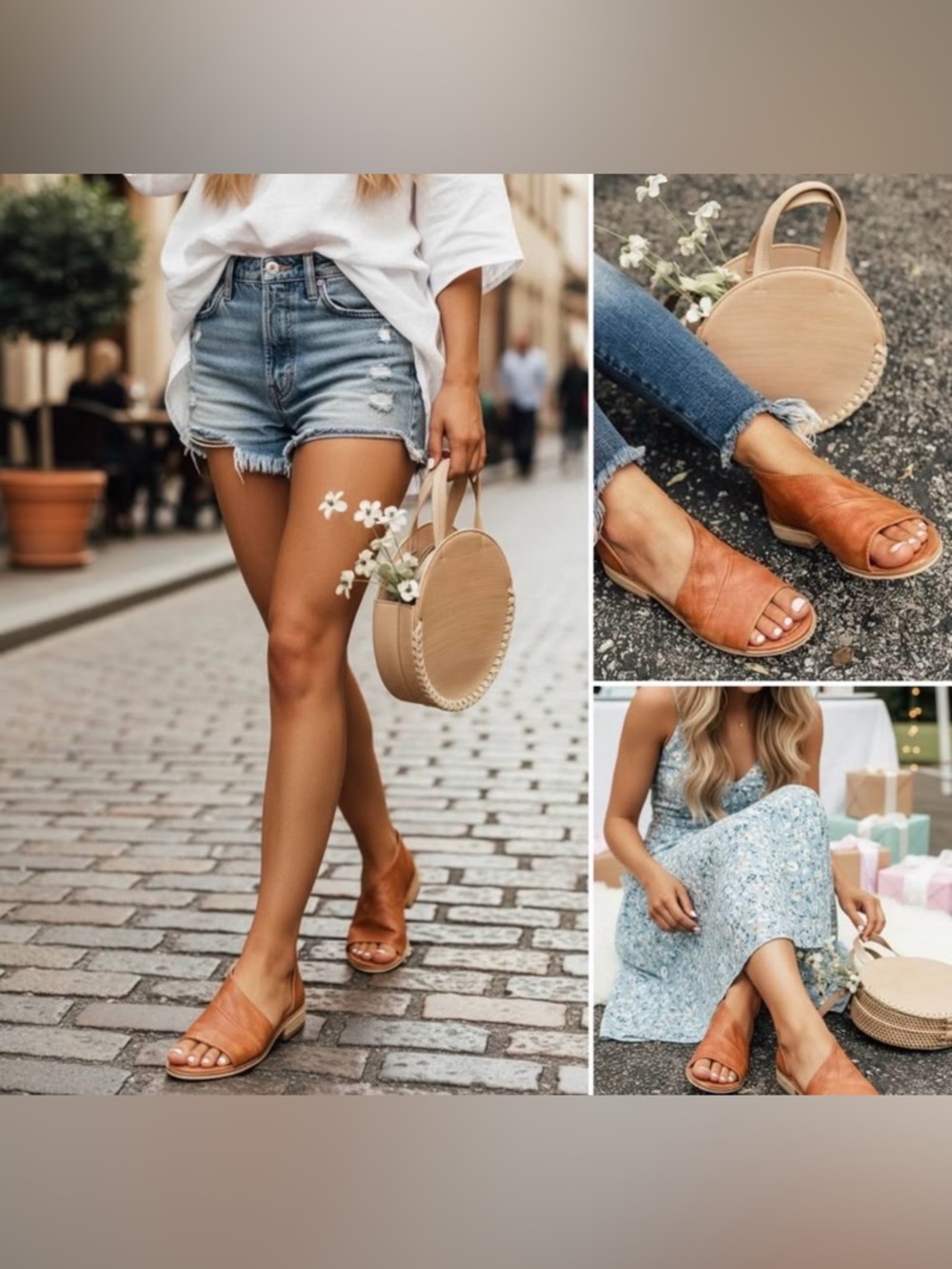 Catherine Malandrino Sandals Shoes D'Orsay Leather Flats Cognac Tan Brown 7.5